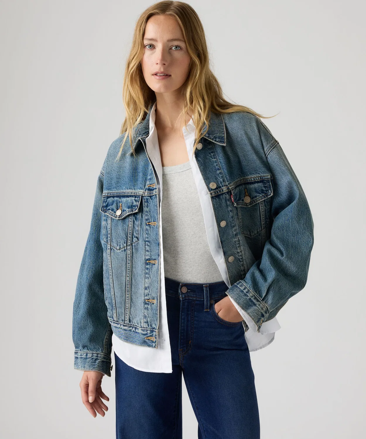 Женский джинсовый жакет с принтом Levi's, Indigo Blue — фото 2