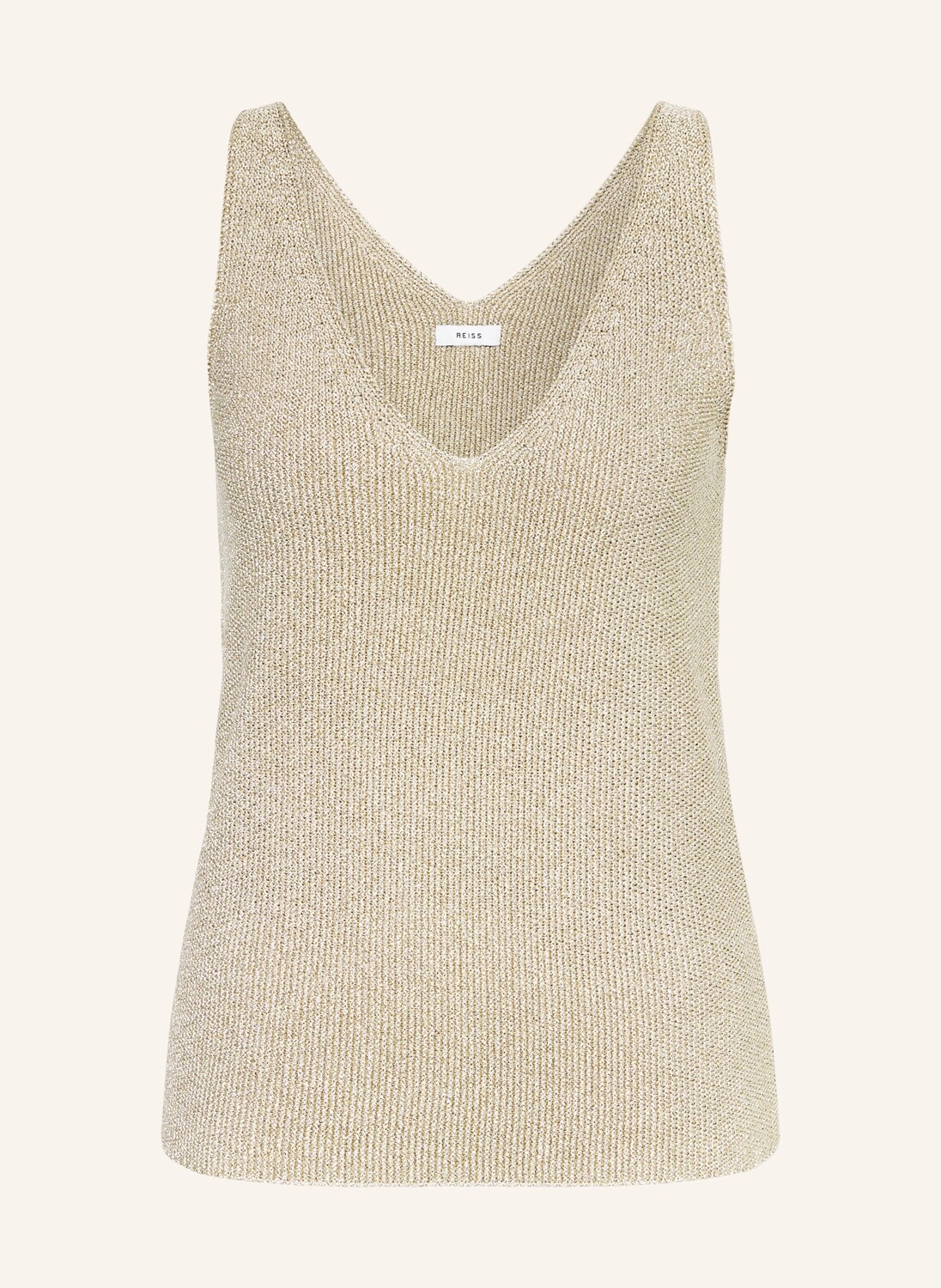 

Вязаный топ мика с блестками из пряжи. Reiss, золотой