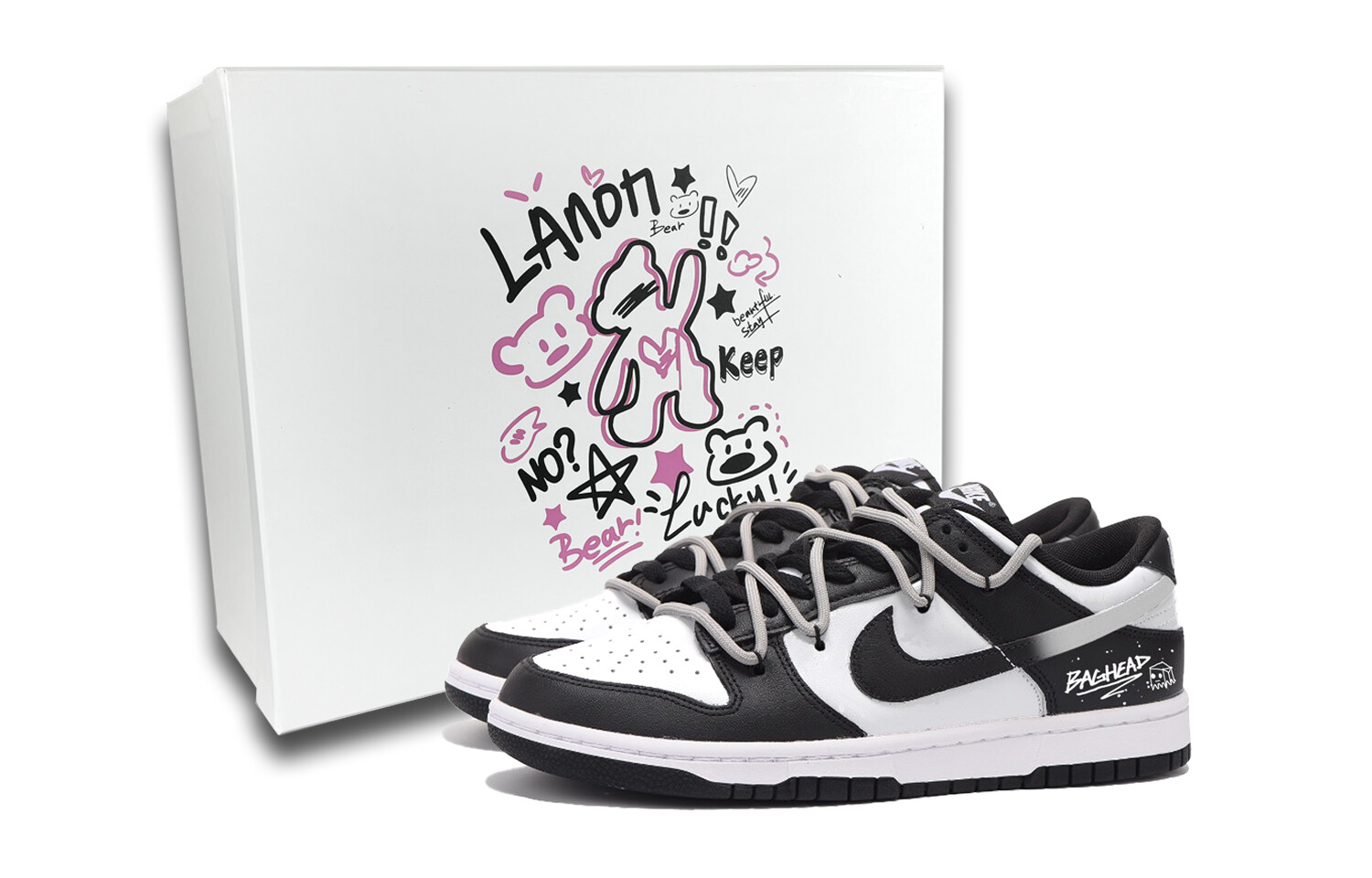 

Кроссовки Nike Dunk Skateboard Shoes Unisex Low-Top White, черный
