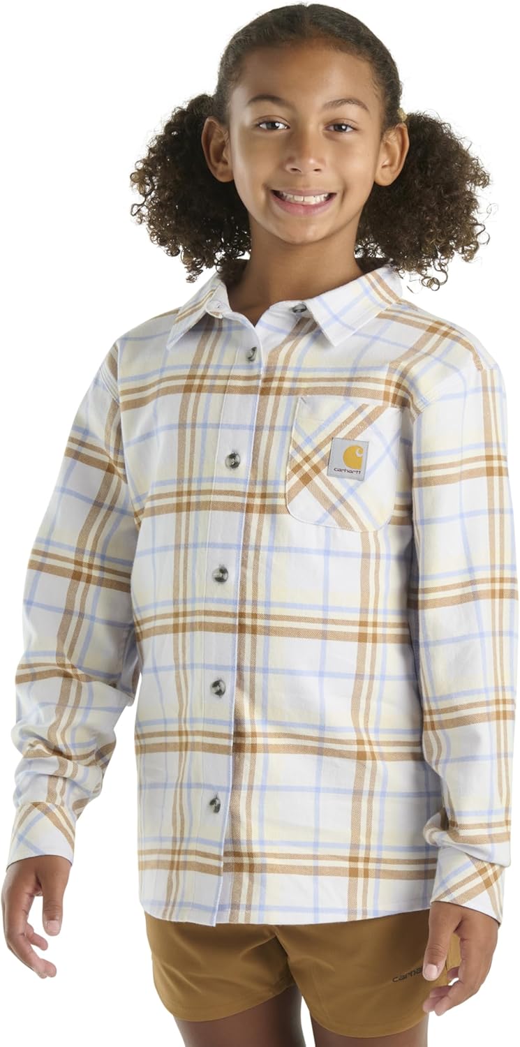 Carhartt Kid's CE9157 фланелевая рубашка с длинным рукавом и карманом - для девочек, Pastel Purple — фото 3