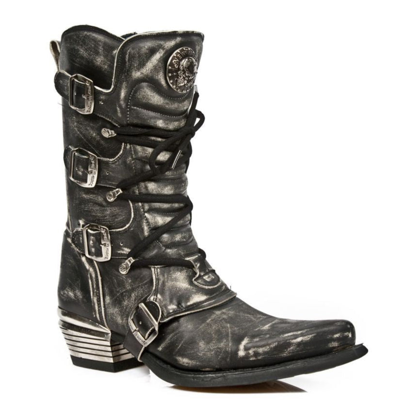 

New Rock Мужские серые кожаные ботинки Dallas, серый