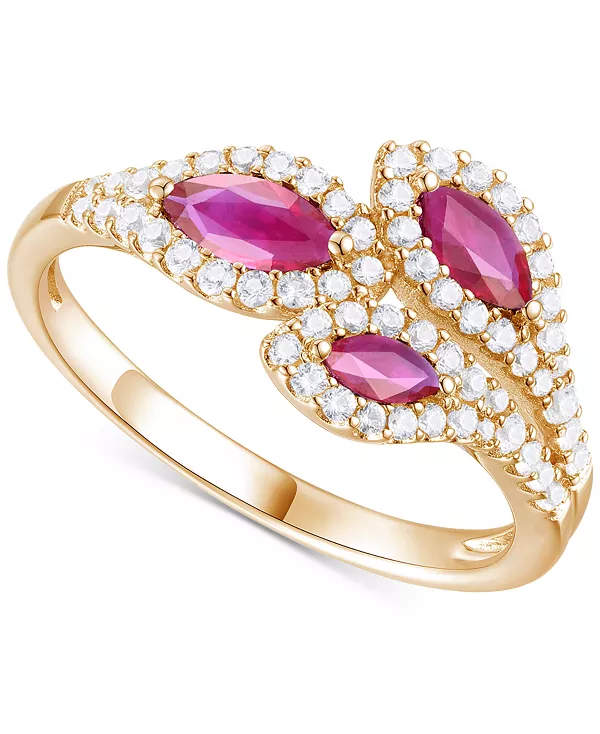 

Кольцо из 14-каратного золота с драгоценными камнями (5/8 карата) и бриллиантами (1/3 карата) Macy'S, ruby