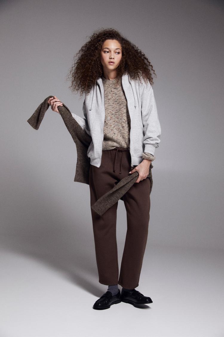 

Толстовка oversize на молнии Pull And Bear, серый