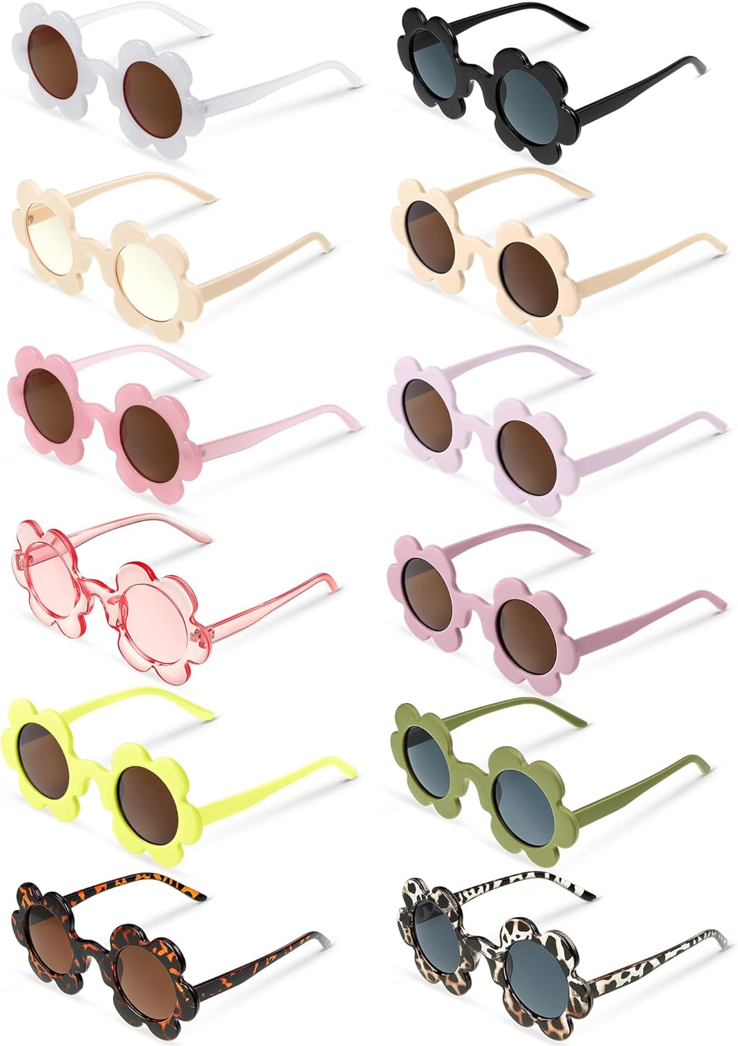 

Солнцезащитные очки Kanayu, 12 пар, летние, для взрослых, с цветочным рисунком, диаметр 5,71 дюйма, круглые, с защитой от УФ-излучения, яркие, с цветочным рисунком, для женщин, для вечеринок, в качестве подарка, Fresh Color