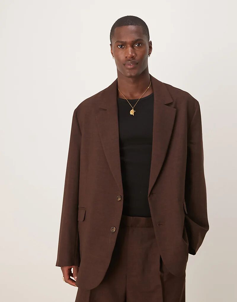 

Свободный пиджак ASOS DESIGN коричневого цвета