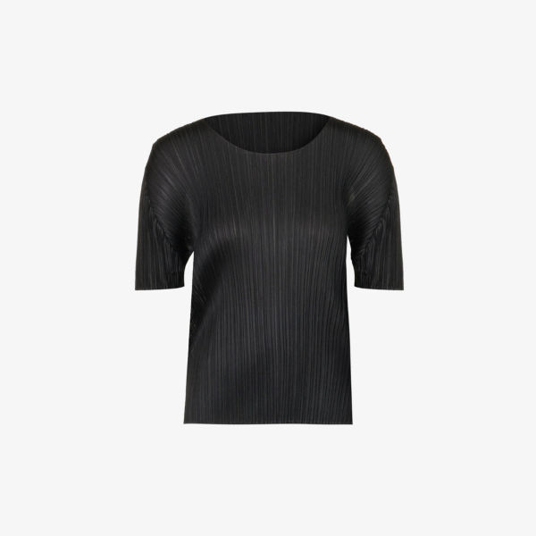 

Трикотажная футболка Basics с круглым вырезом и складками Pleats Please Issey Miyake, черный