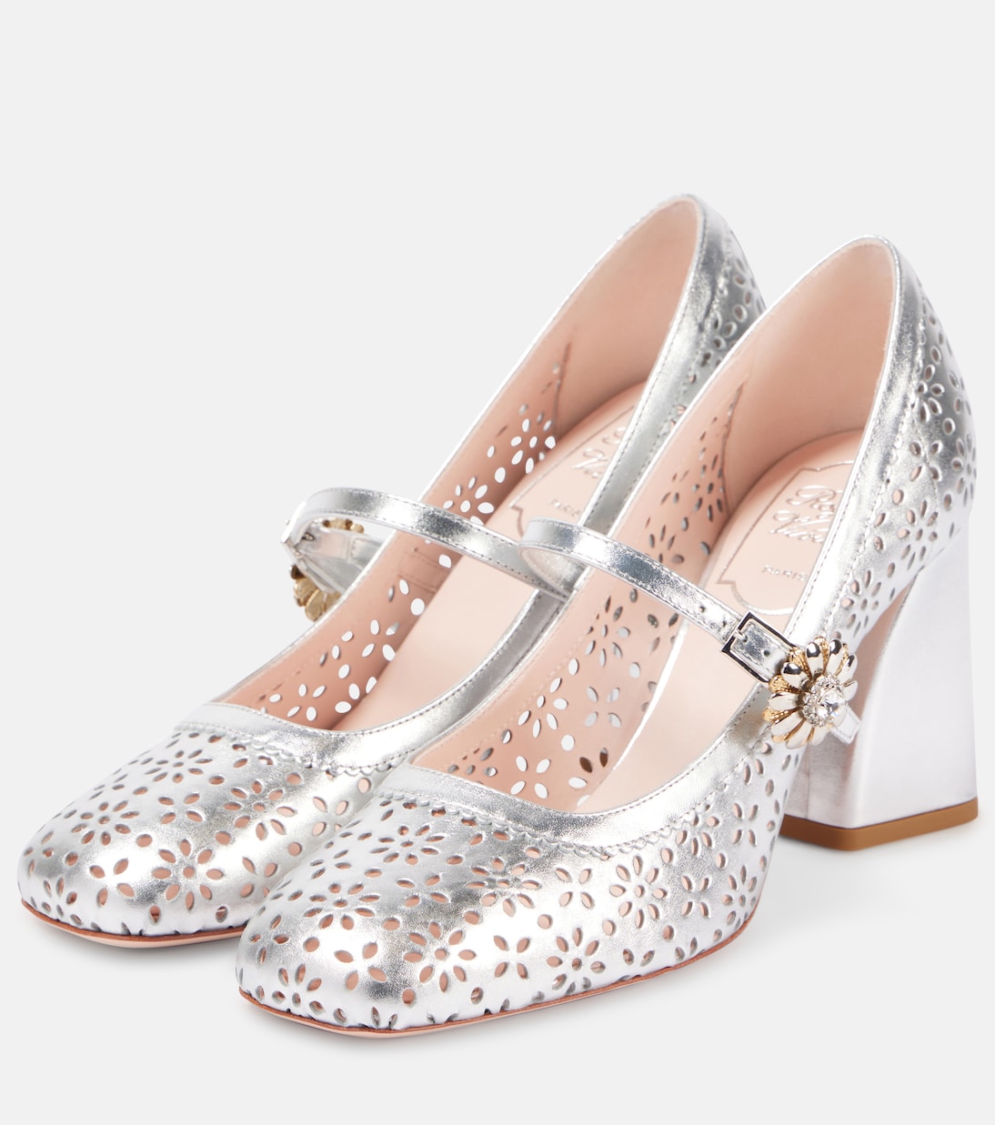 Туфли Мэри Джейн из металлизированной кожи Très Vivier Roger Vivier, Argento — фото 4