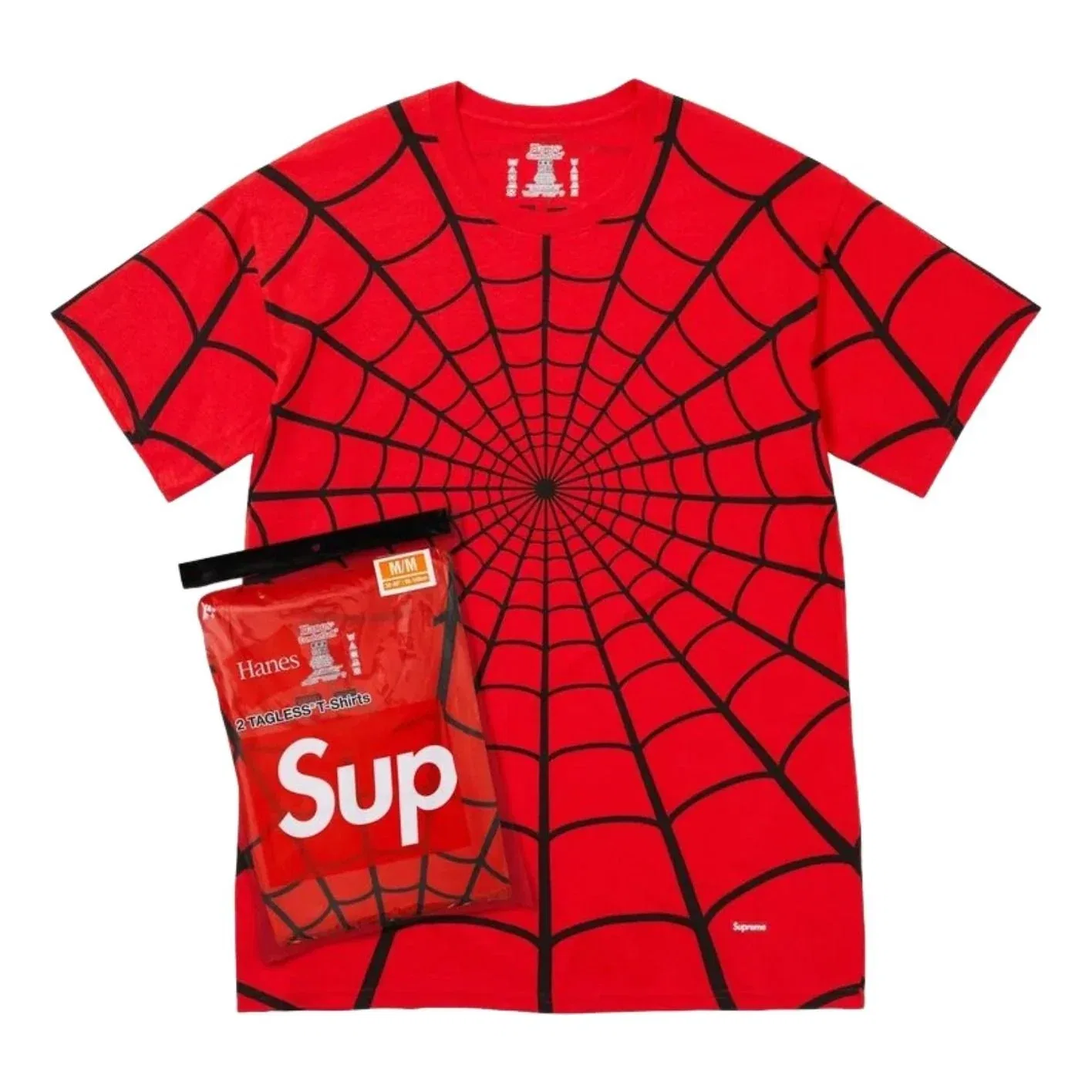 Футболки Supreme x Hanes Spider-Man без этикеток (2 шт.), красный цвет, SUP-SS26-190-RED