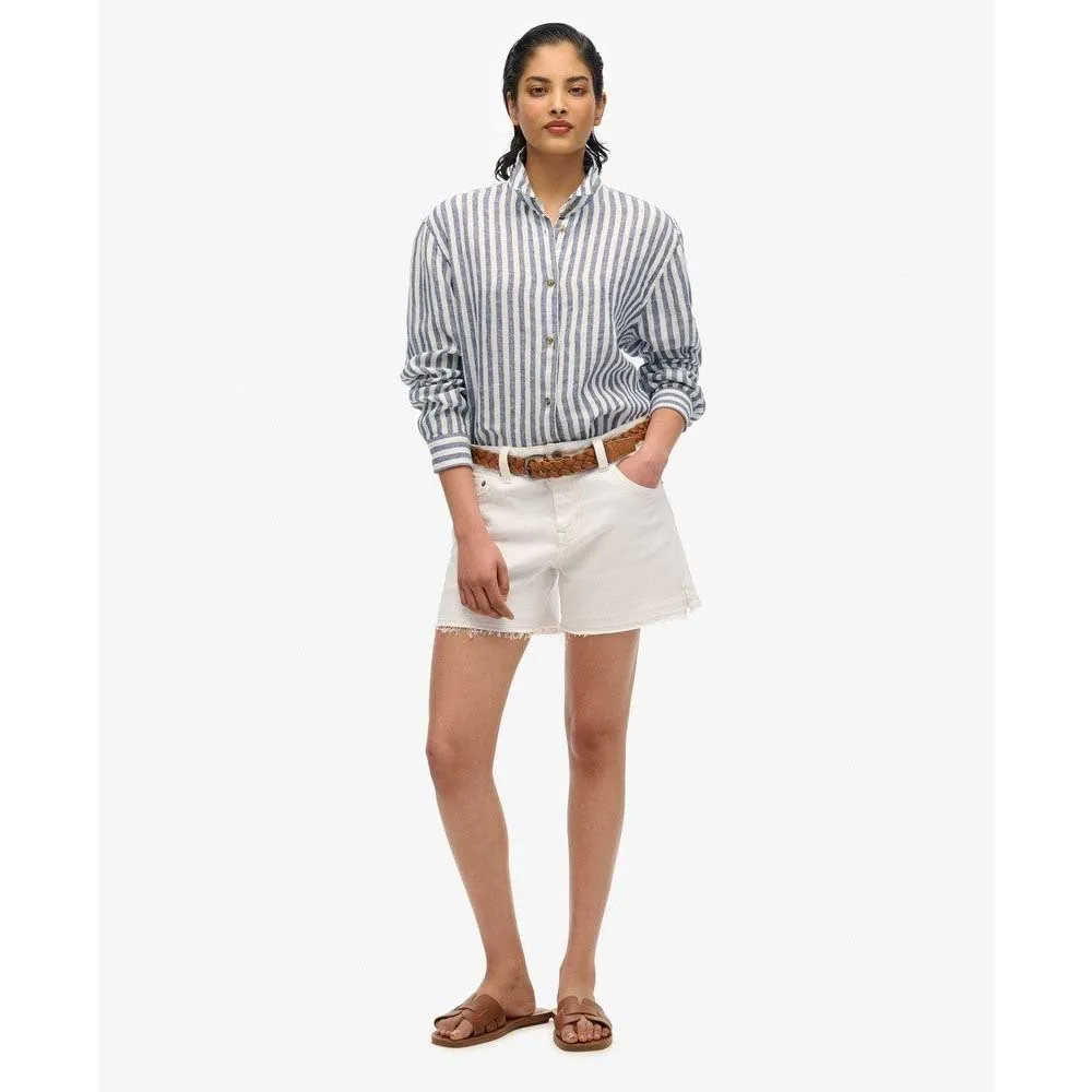 Рубашка с длинным рукавом Superdry Casual Linen Boyfriend, синий — фото 4
