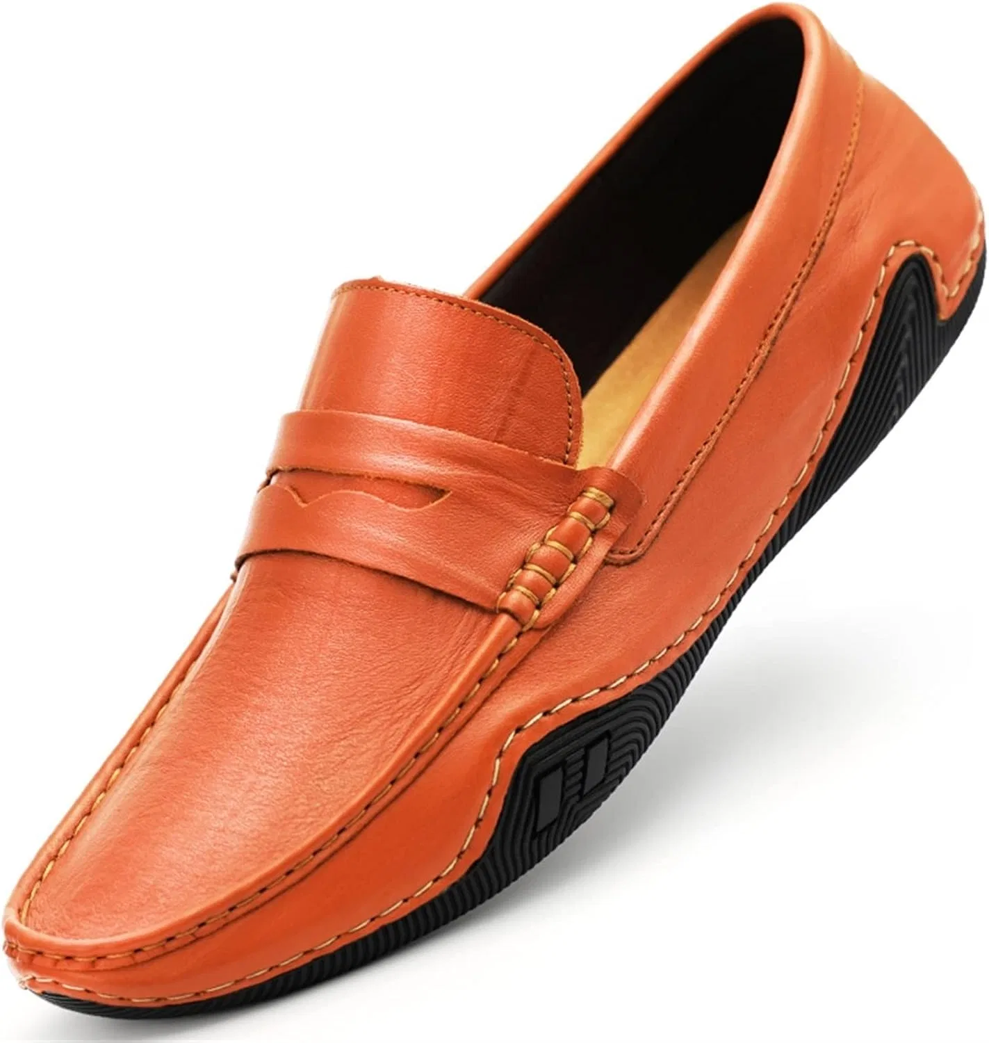 Лоферы кожаные Mens Loafers, оранжевый — фото 4