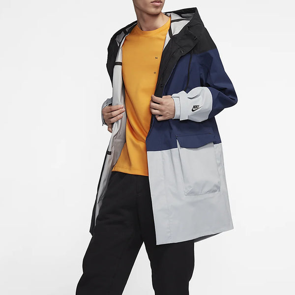 Куртка men's lab colorblock sports hooded windbreaker jacket multicolor 'black navy grey' Nike, черный — фото 4