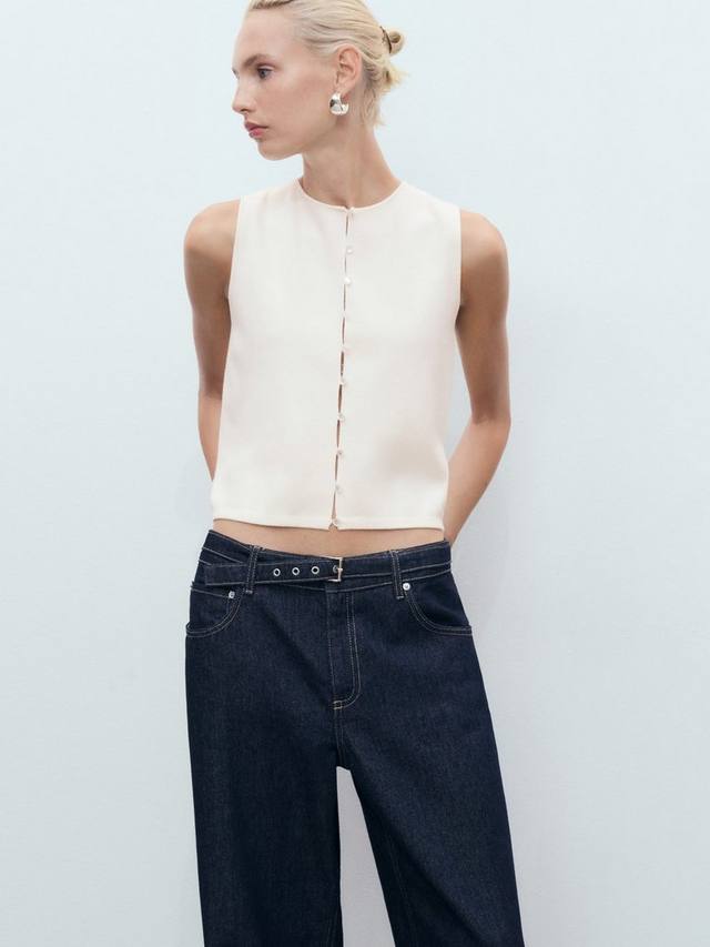 

Тонкий вязаный жилет Drop Mango, White