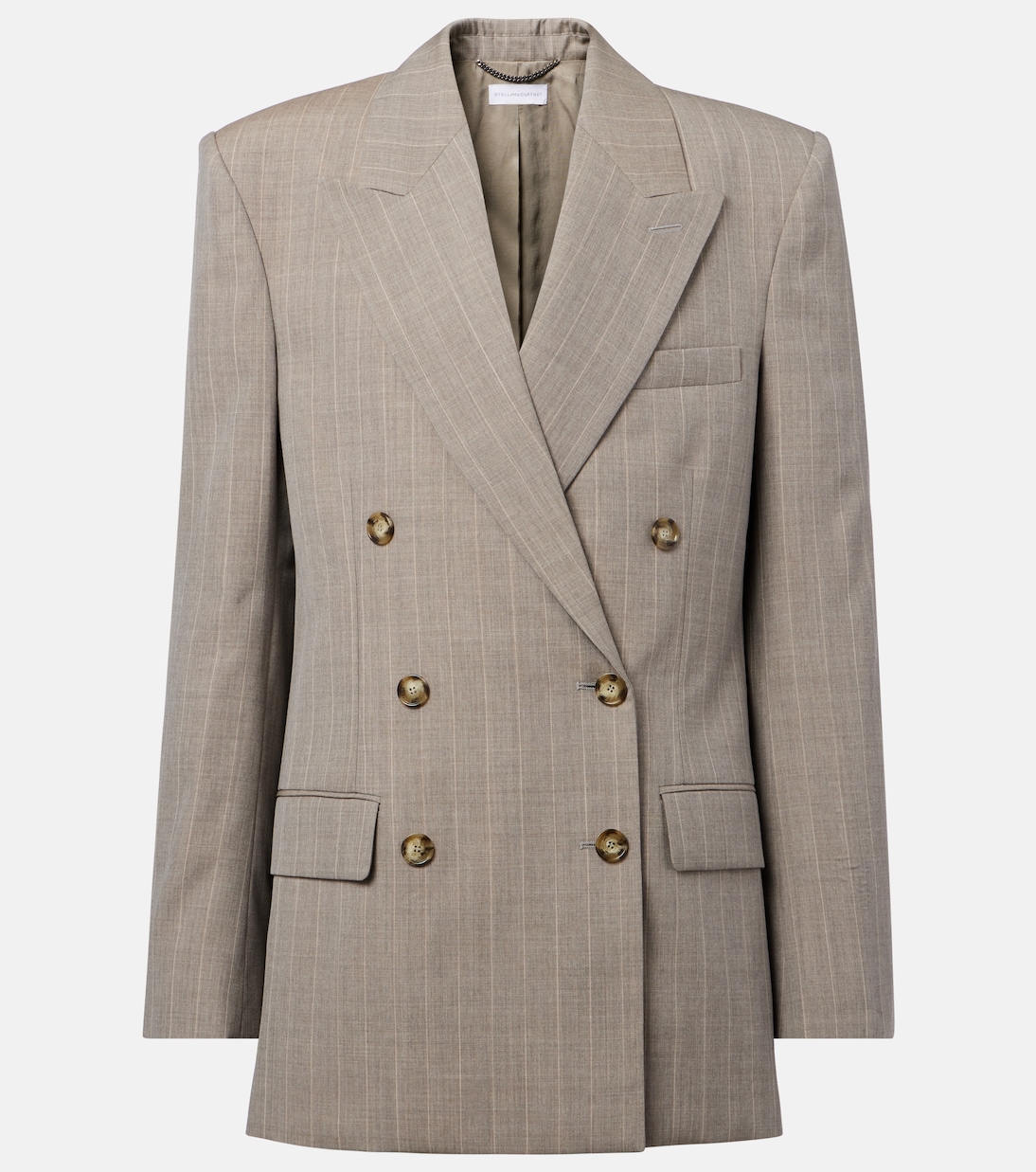 

Двубортный шерстяной блейзер свободного кроя Stella McCartney, Stone