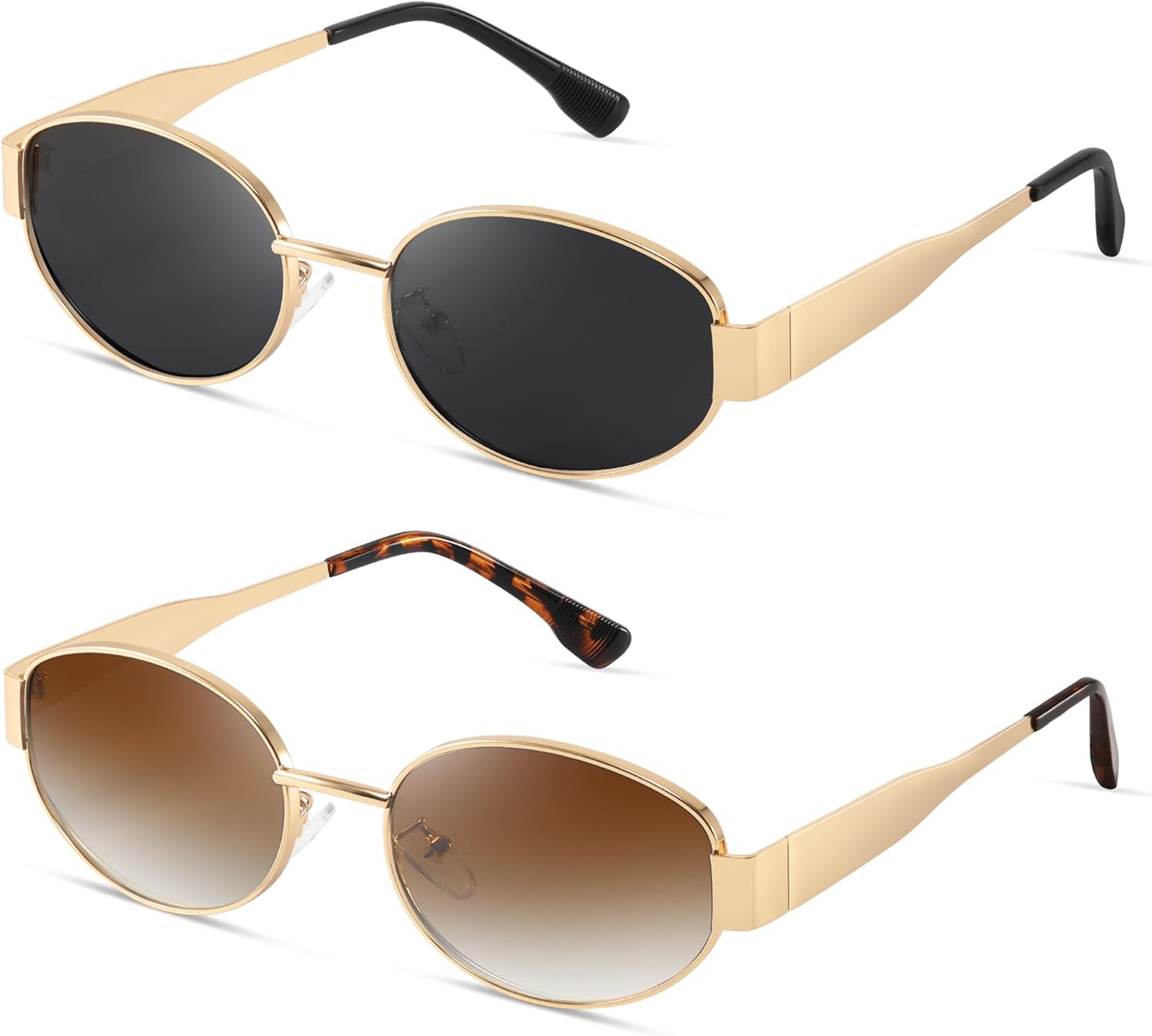 

Ретро-солнцезащитные очки овальной формы для женщин - модные поляризованные солнцезащитные очки с защитой UV400, стильная металлическая оправа VMAEB, A6 Gold/Grey Lens & Gold/Faded Brown Lens