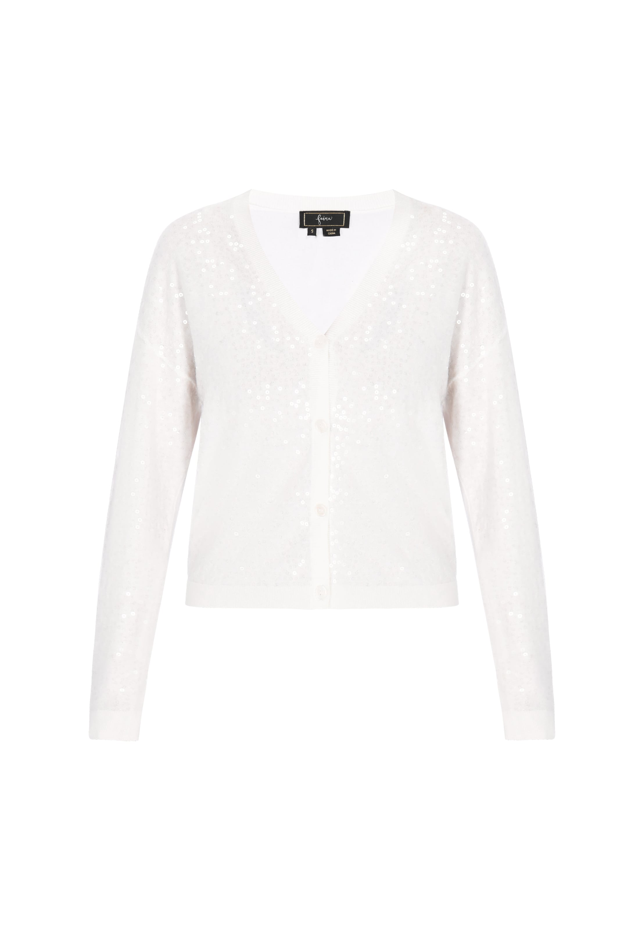 

Faina Вязаный кардиган в крапинку белого цвета