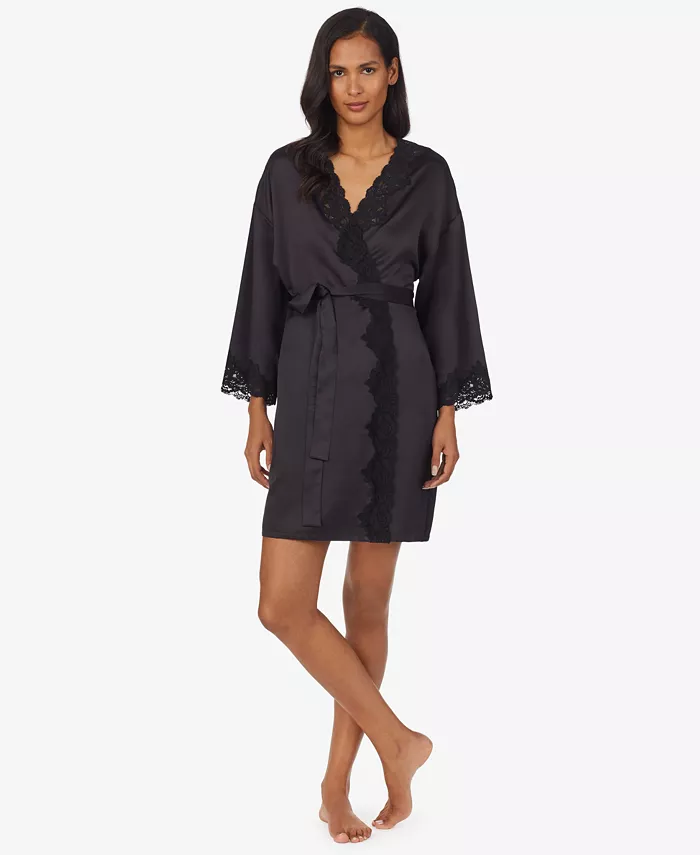 

Халат Lauren Ralph Satin Lauren с кружевной отделкой и запахом Lauren Ralph Lauren, черный