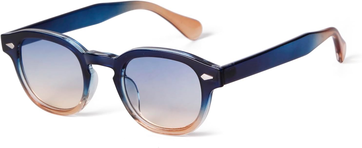 

Солнцезащитные очки ADE WU в стиле ретро, ​​круглые, для женщин и мужчин, винтажные, в маленькой круглой оправе, тонированные, унисекс, стильные, 46 мм, Blue Brown Gradient/Blue