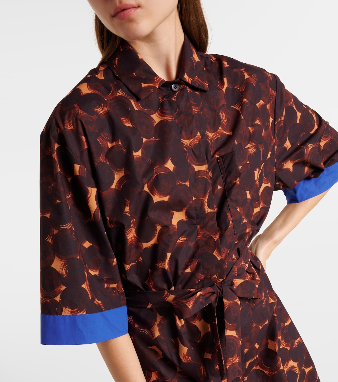 Платье-рубашка из принтованного хлопкового поплина Dries Van Noten, Dessin A — фото 4
