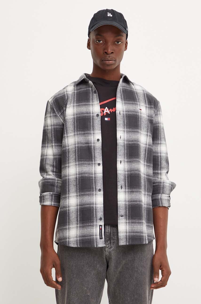 

Хлопковая рубашка Tommy Jeans, серый