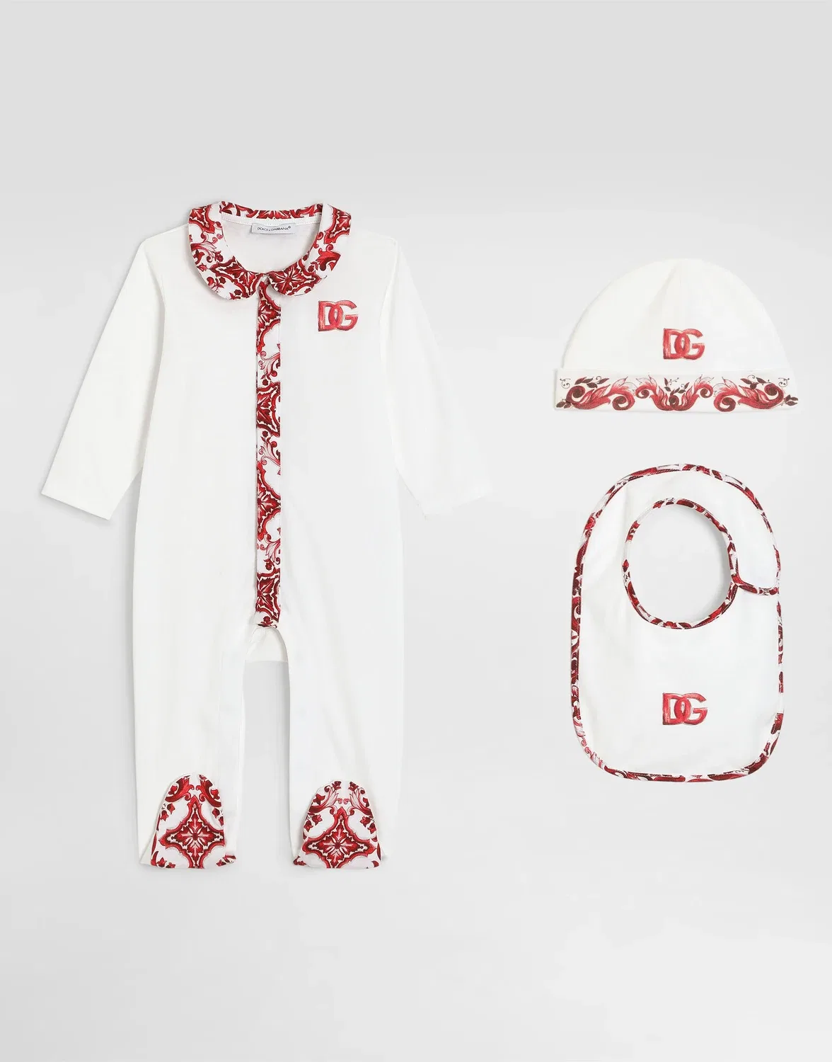 Комплект из джерси с принтом «Майолика» Dolce & Gabbana, белый