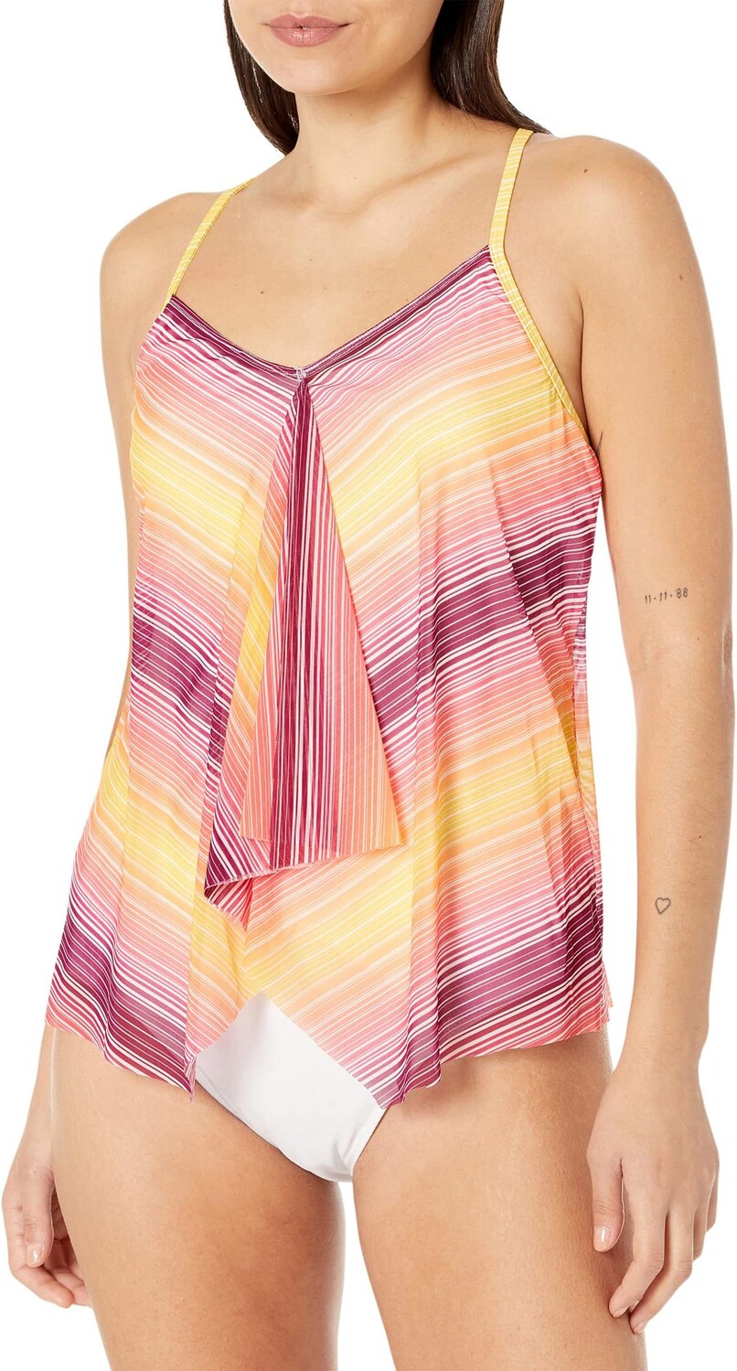 

Купальник BEACH HOUSE Sunset Stripe Kerry Mesh Layer Tankini, цвет Summer Fig