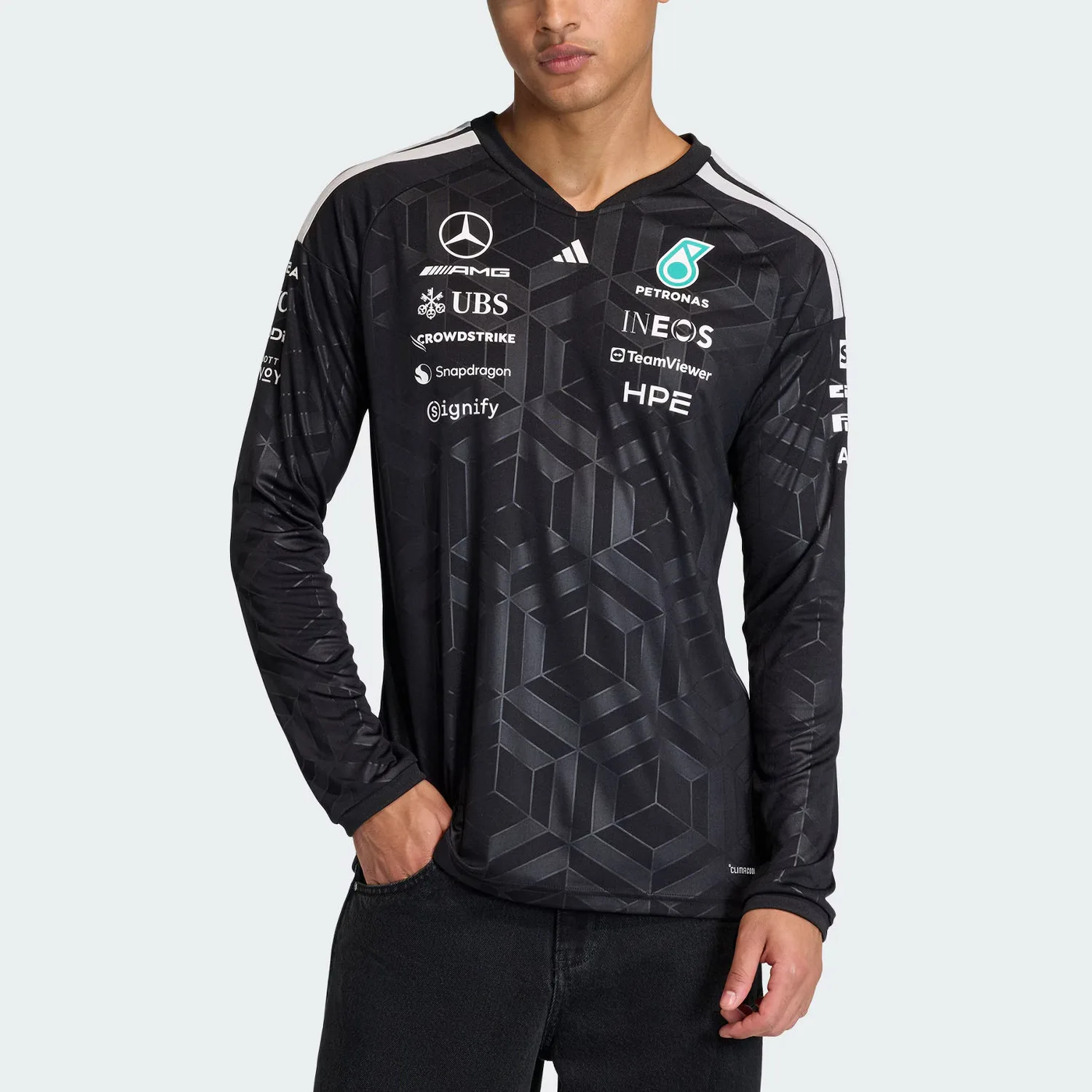 Футболка Mercedes AMG Petronas Formula 1 Team для мужчин, быстросохнущая Adidas, черный — фото 3