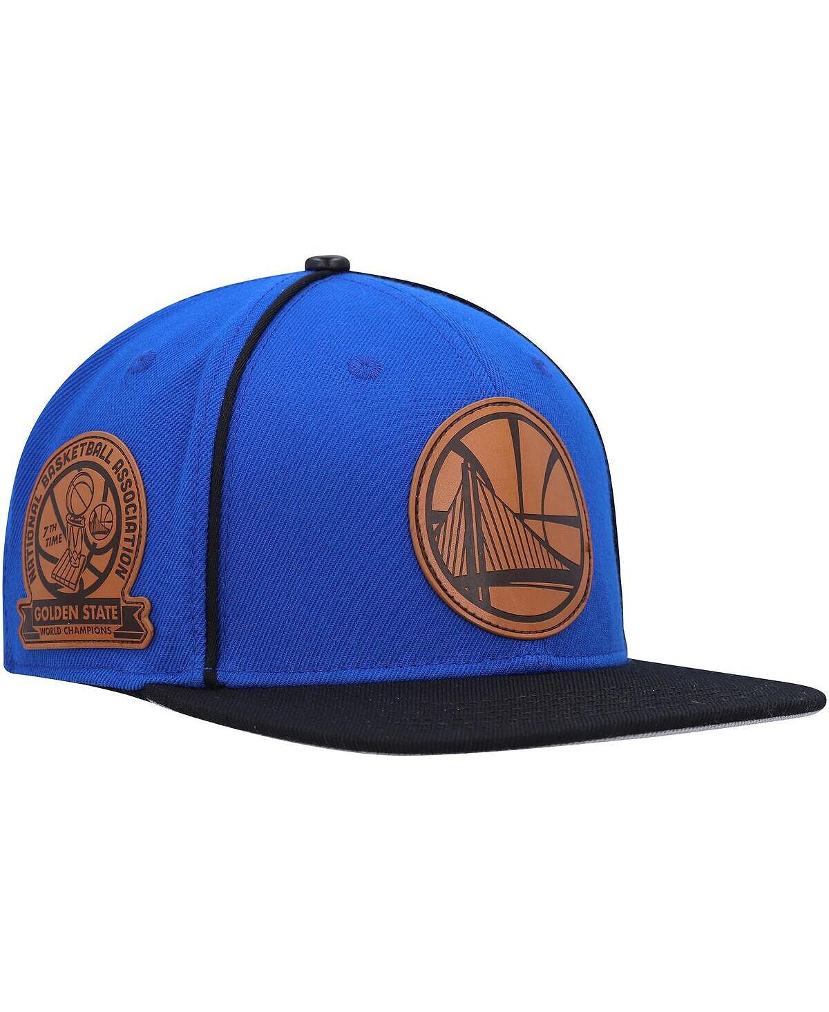 

Мужская королевская черная кепка Golden State Warriors Heritage с кожаной нашивкой Snapback Pro Standard