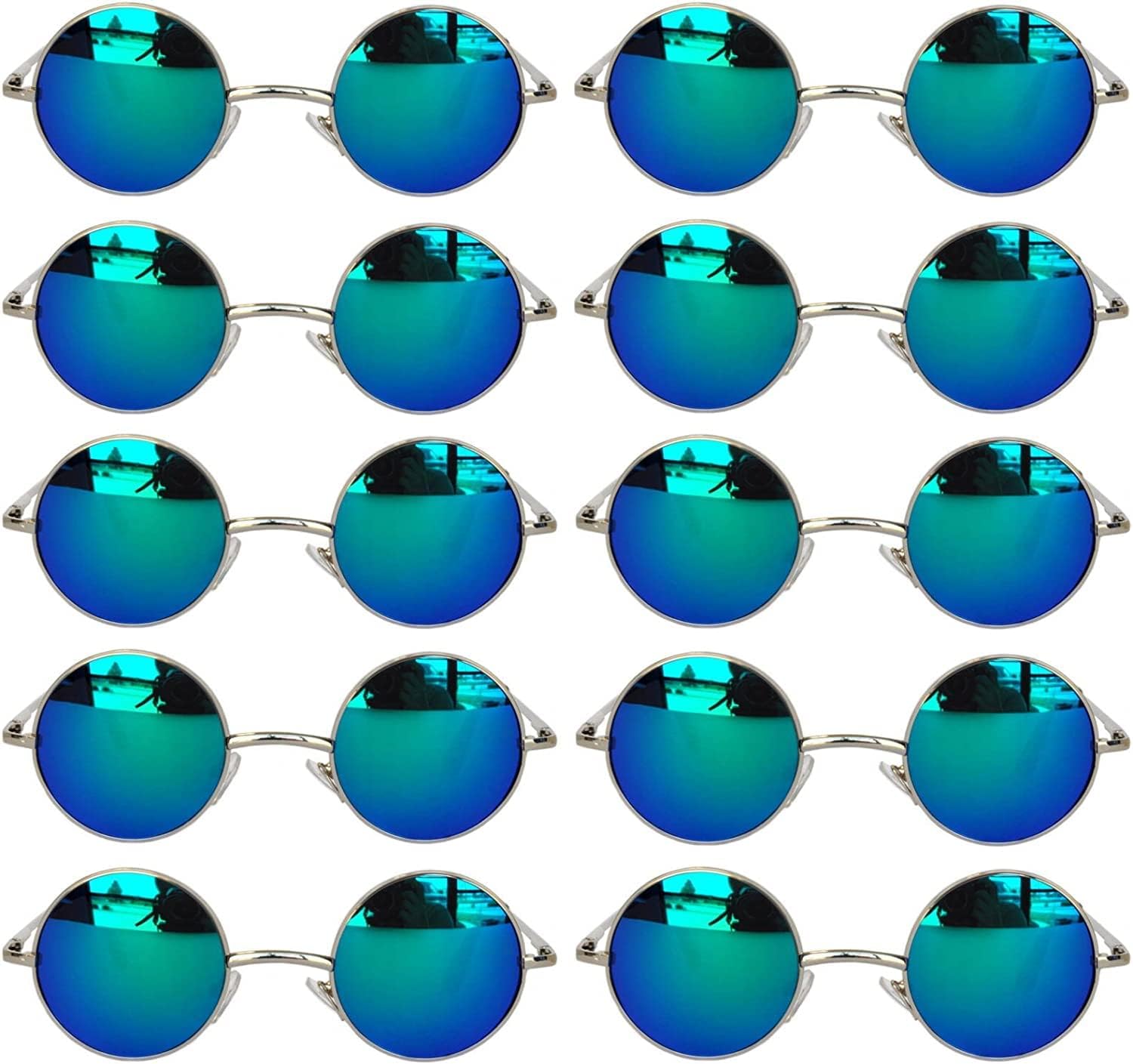 

OWL, набор из 10 круглых солнцезащитных очков в стиле ретро-винтаж с прозрачными, тонированными и зеркальными линзами 43 и 56 мм, металлическая оправа, 43 Mm Silver / Bluegreen Mirror