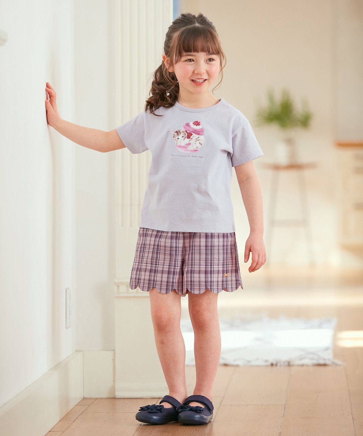 Клетчатые брюки с фестончатым краем ANY KIDS, Pink Check [312] — фото 2