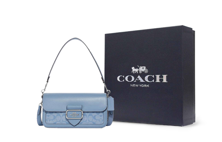 

COACH Сумка через плечо из кожи Морган и текстиля женская светло-голубая