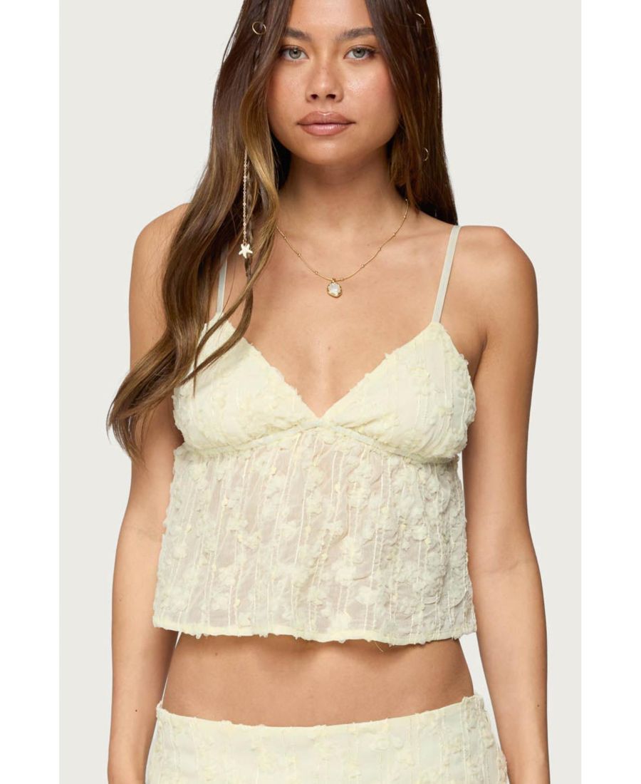 

Женская блузка-бэбидолл Leora с фактурным цветочным принтом Edikted, Yellow