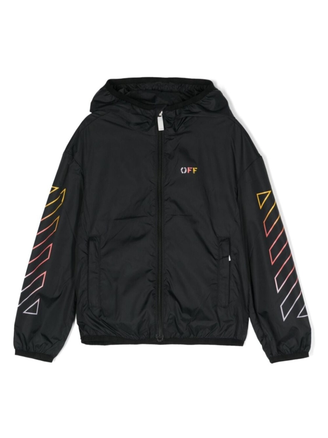 

Off-White Kids ветровка с капюшоном и логотипом Arrows, черный
