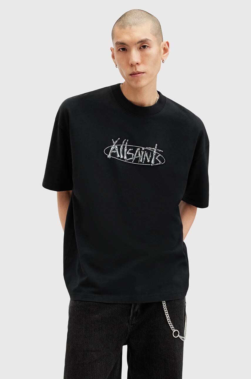 

Хлопковая футболка AllSaints STERNUM SS CREW, черный