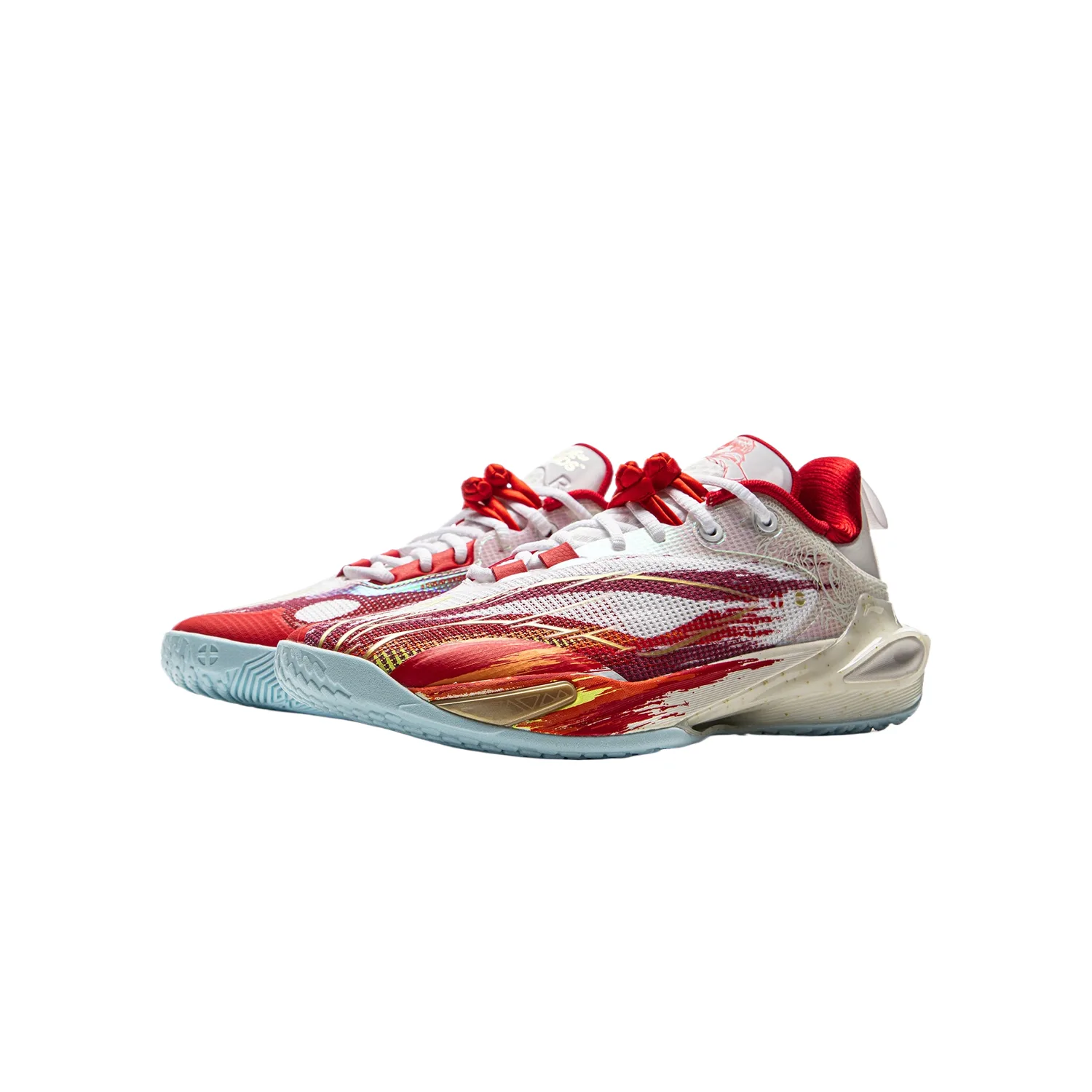 Детские баскетбольные кроссовки LPL Li-Ning YOUNG с противоскользящей подошвой, амортизацией и устойчивостью к истиранию YOUNG, Standard White/Honor Red — фото 3