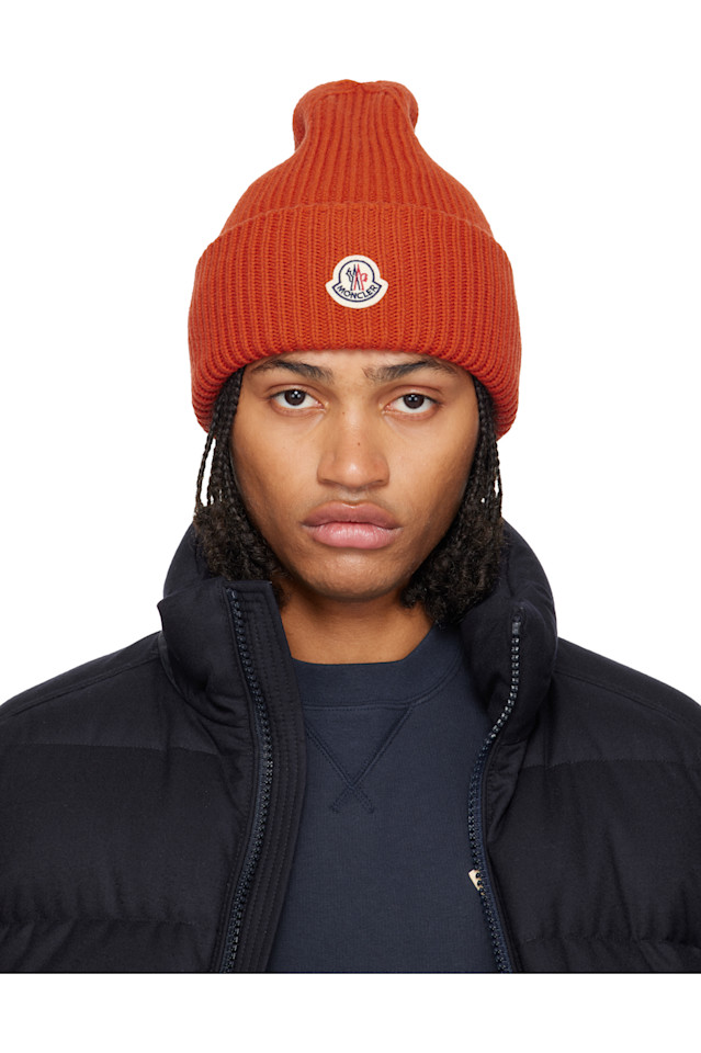 

Moncler Оранжевая шерстяная шапка-бини из кашемира