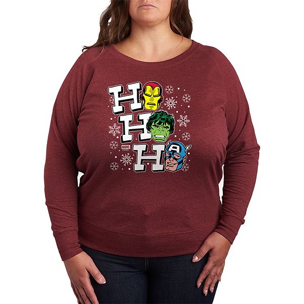 

Футболка с длинным рукавом French Terry Plus Size Ho Ho Ho Marvel, Heather Maroon