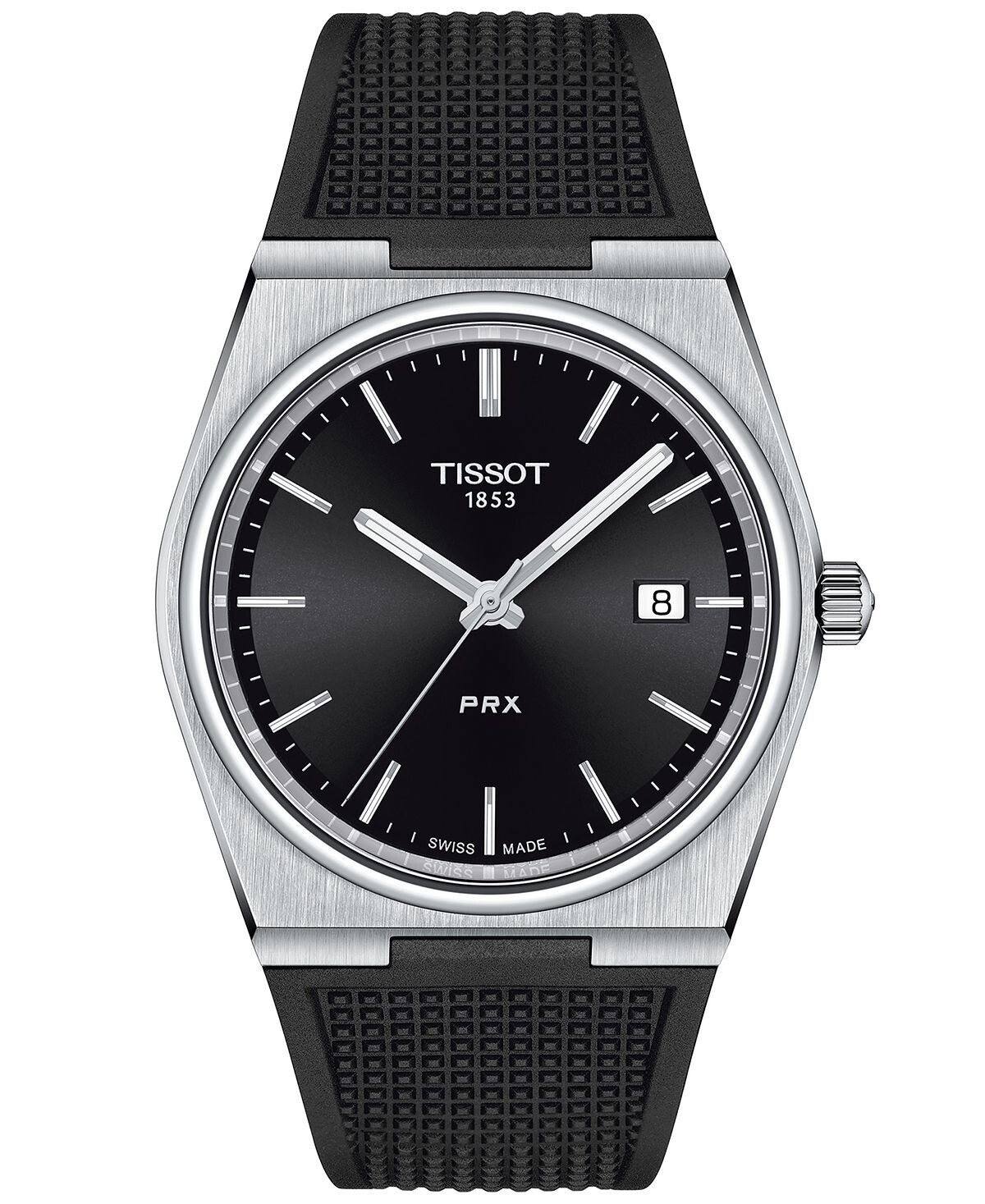 

Мужские швейцарские часы PRX с черным каучуковым ремешком, 40 мм Tissot