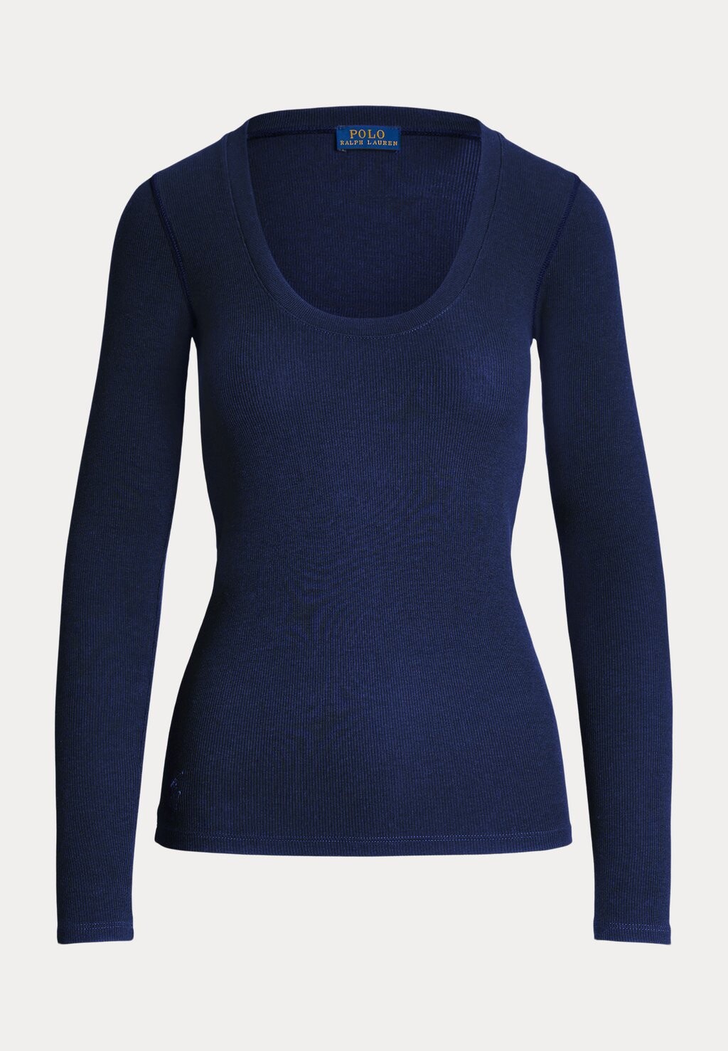 

Вязаный свитер RIBBED SCOOPNECK LONG-SLEEVE TOP Ralph Lauren, темно-синий