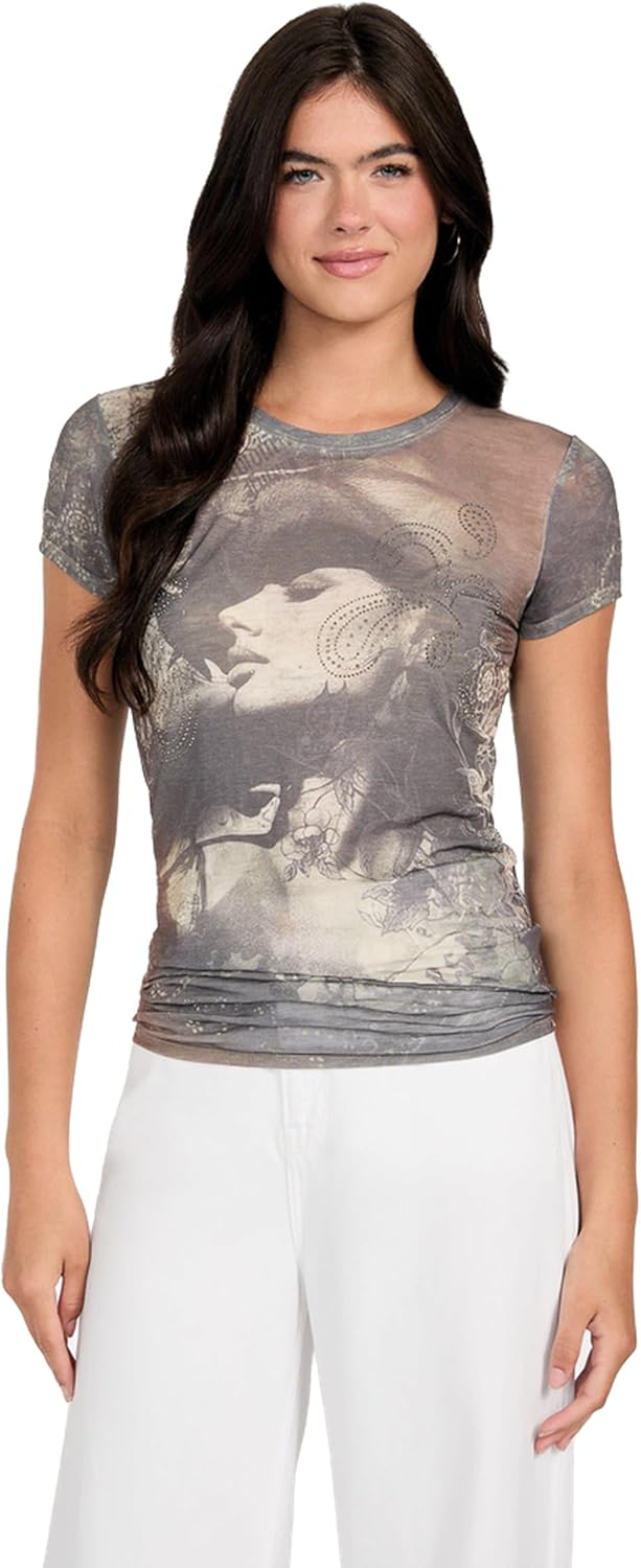 

Футболка GUESS Women's с коротким рукавом Nostaglia R3 Sub, Bark Brown Multi, Коричневый, Футболка GUESS Women's с коротким рукавом Nostaglia R3 Sub, Bark Brown Multi