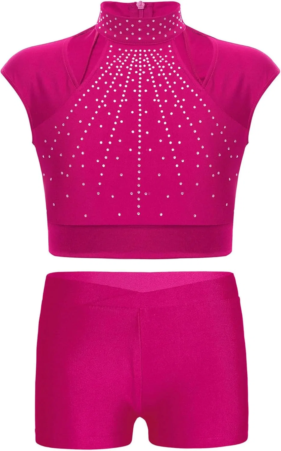 Детский спортивный костюм с блестками winying, топ с шортами, Hot Pink