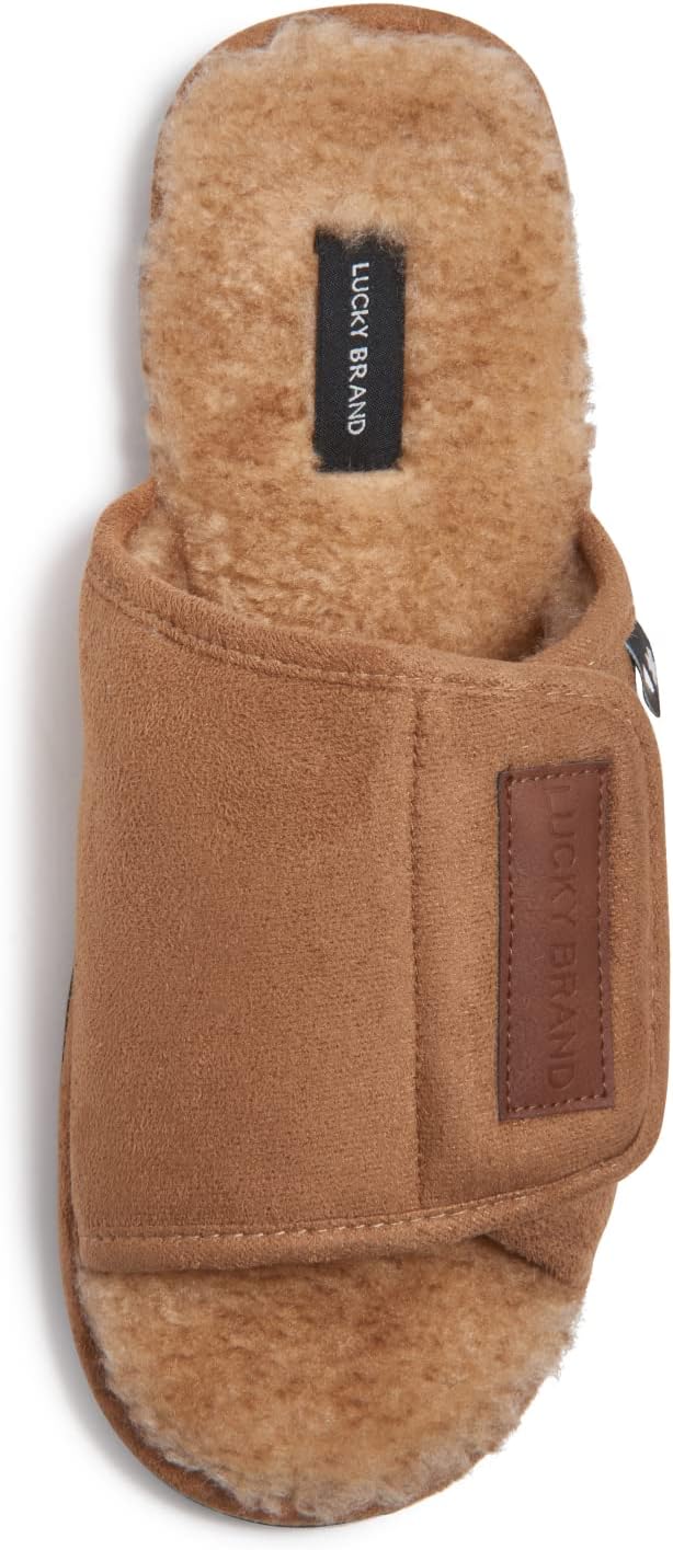 

Мужские сланцы Lucky Brand из микрозамши с амортизирующей стелькой и открытым носком, с регулируемым ремешком, для дома и улицы, Tan
