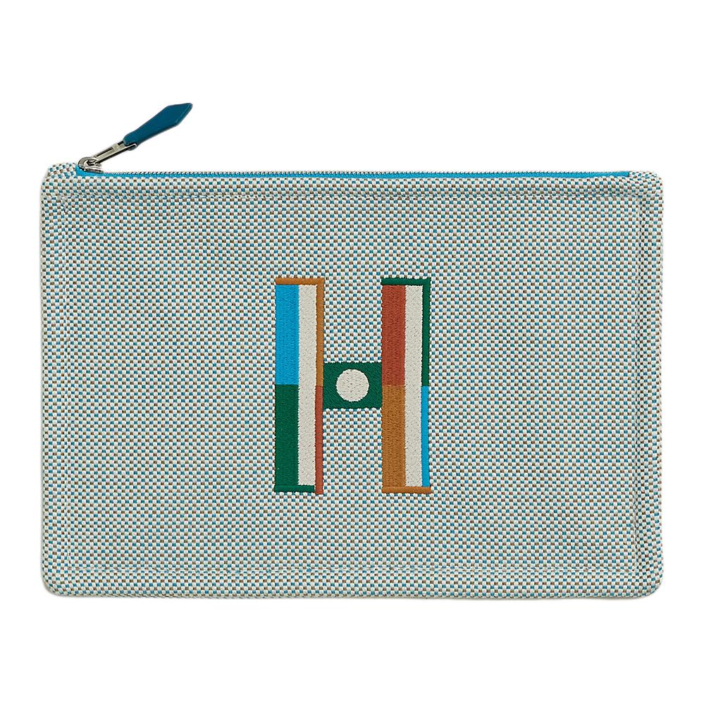 

HERMES Хлопковый клатч унисекс бирюзовый и лаймовый, Teal & Lime
