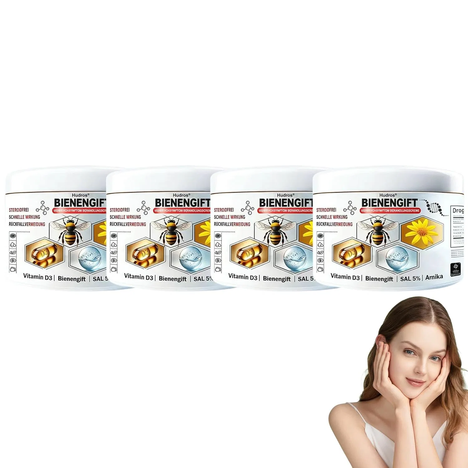 Крем Hudros с пчелиным ядом для кожи, 4 шт. Stdei, Pack Of 4