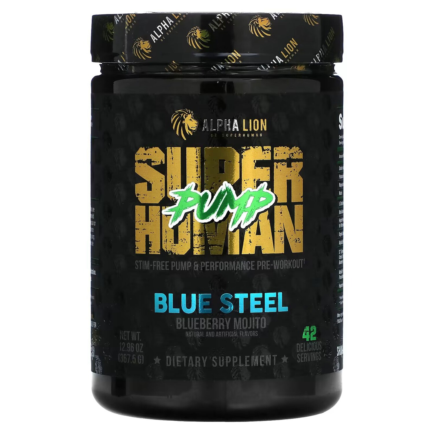 

SuperHuman Pump, Blue Steel, Черничный мохито, 12,96 унции (367,5 г) Alpha Lion