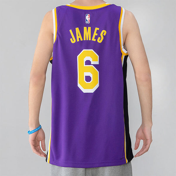 Майка Men's Nike NBA Quick Dry Sports Basketball SW Fan Edition Version Los Angeles Lakers Lebron James No. 6 Purple Jersey, фиолетовый — фото 4