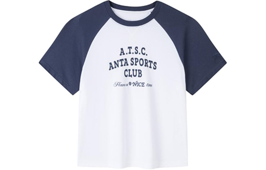 

Anta Life Collection Спортивная Коллекция Футболка с Регланными Рукавами Женская Снежно-Белая/Темно-Минеральный Синий, Снежно-Белая/Темно-Шахтный Синий