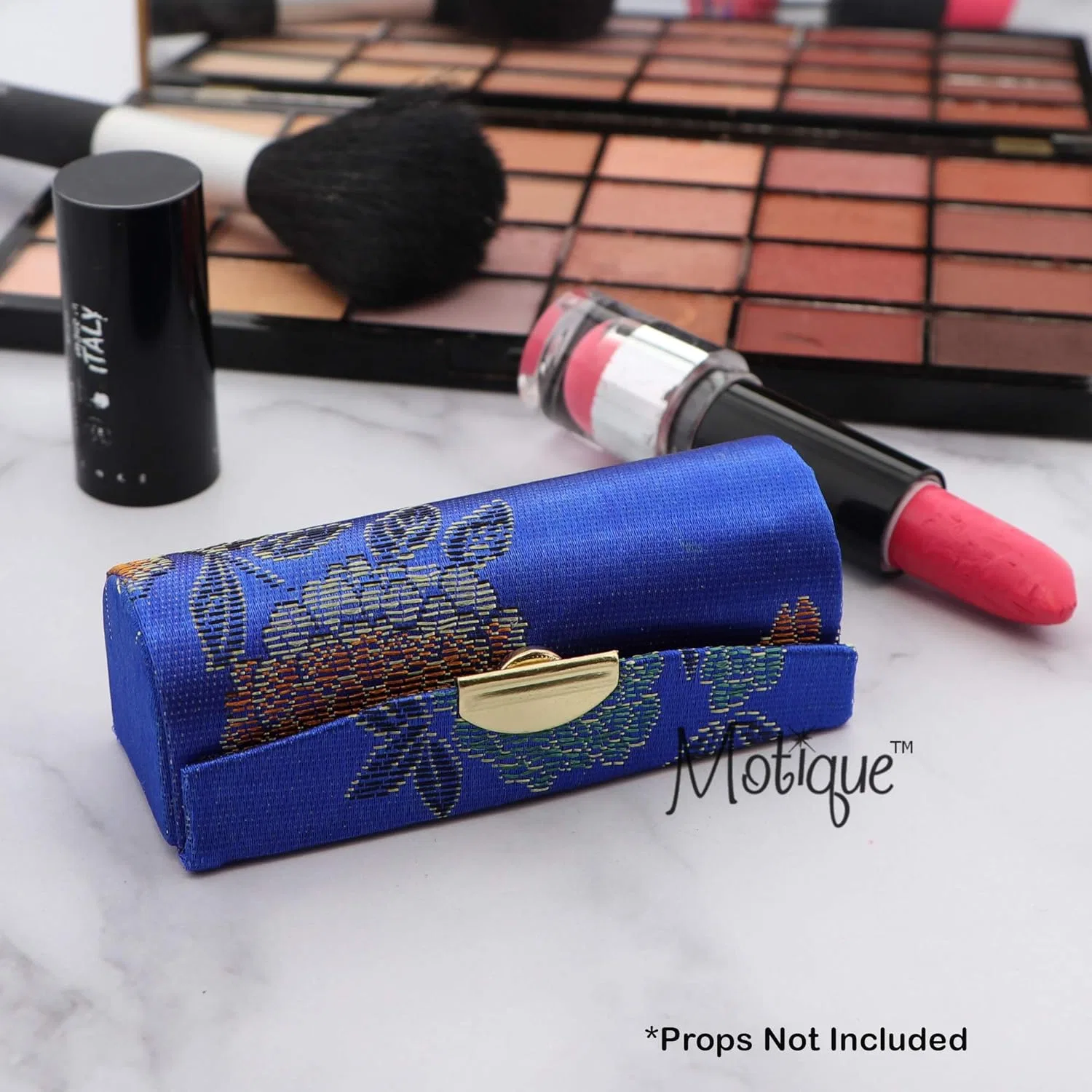 Футляр для помады с парчовым дизайном Motique Accessories, синий (королевский синий) — фото 4