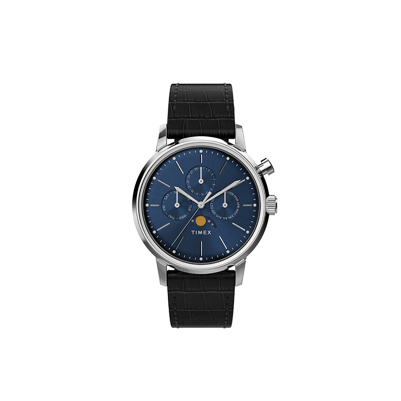 

TIMEX Часы Wrist Watch Quartz Movement Leather Strap 40mm Blue Dial Men's Watch, Blue