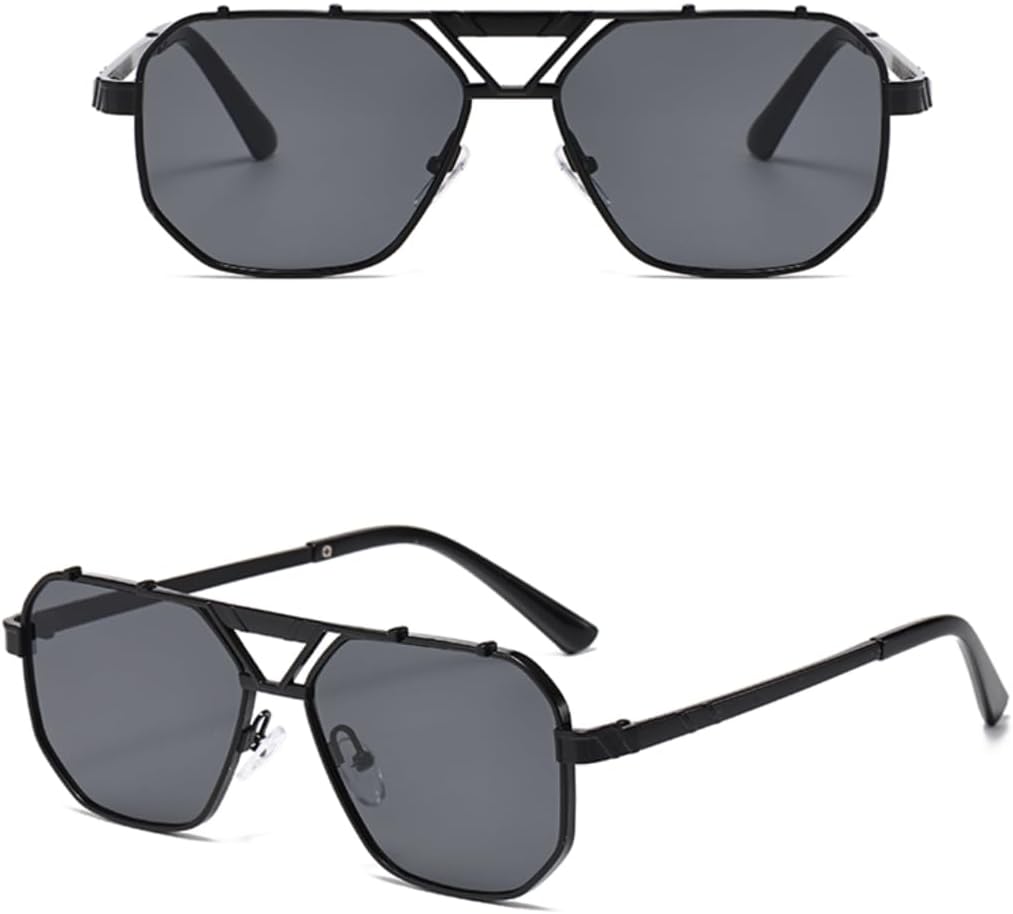 

Ретро-солнцезащитные очки с двойной перемычкой, квадратной формы, для женщин, металлические, роскошные, для вождения, защита от УФ-излучения UV400, для мужчин, с градиентными линзами HPIRME, 3pcs Z06