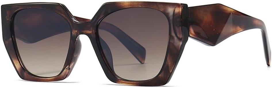 

Ретро-солнцезащитные очки «кошачий глаз» с многоугольными линзами, модные градиентные оттенки, леопардовый принт, яркие прозрачные солнцезащитные очки для женщин с защитой от УФ-излучения UV400 KTUCN, 4